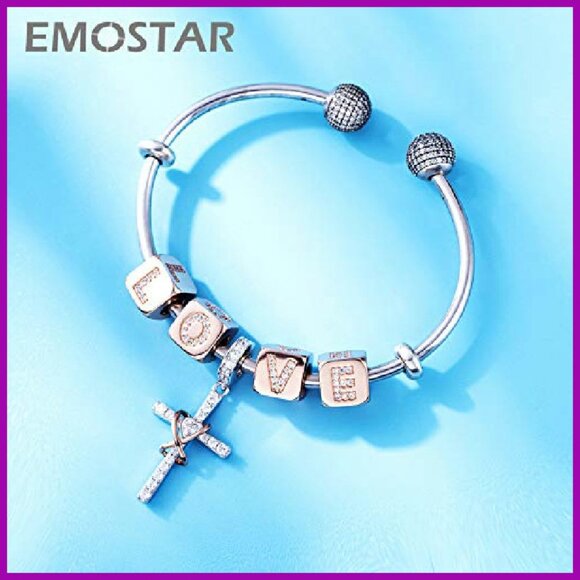 925 Sterling Silver Cross Charm with Cubic Zirconia for Bracelet or Necklace - Picture 4 of 8